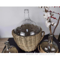 custom glass bottle vase with rattan wrapped basket